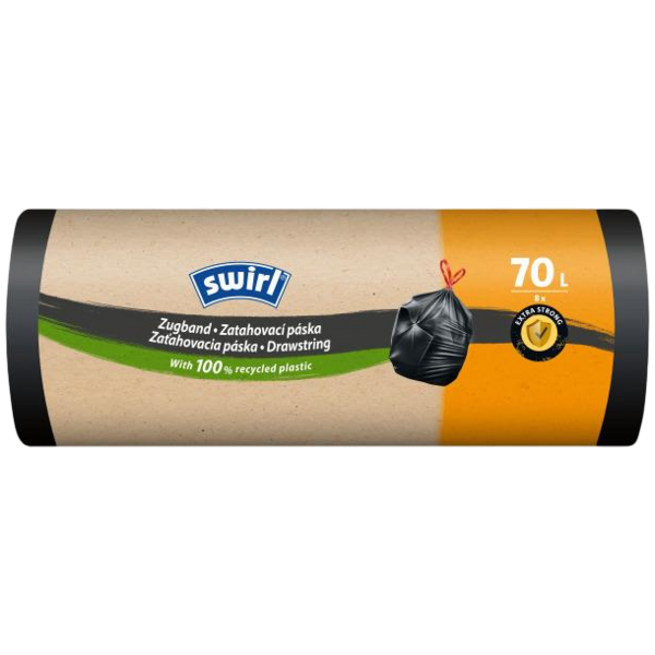 Swirl extra silné zatahovacie vrecia na odpad 70 l, 56 × 86 cm, 36 µ, 8 ks