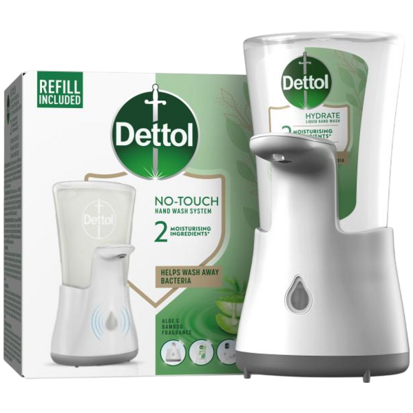 Dettol Jemná Aloe bezdotykový dávkovač mýdla a náplň, 250 ml