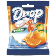 DROP Orange měkké žvýkací bonbony s pomerančovou náplní 90g