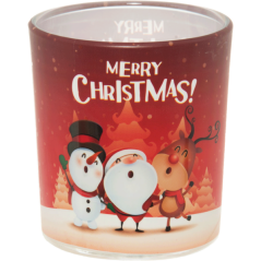 Svíce vonná sklo s folií Merry Christmas (sn72s-09)