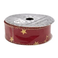 Ozdobná dekoratívna stuha červená so zlatými hviezdami 2,5x300cm