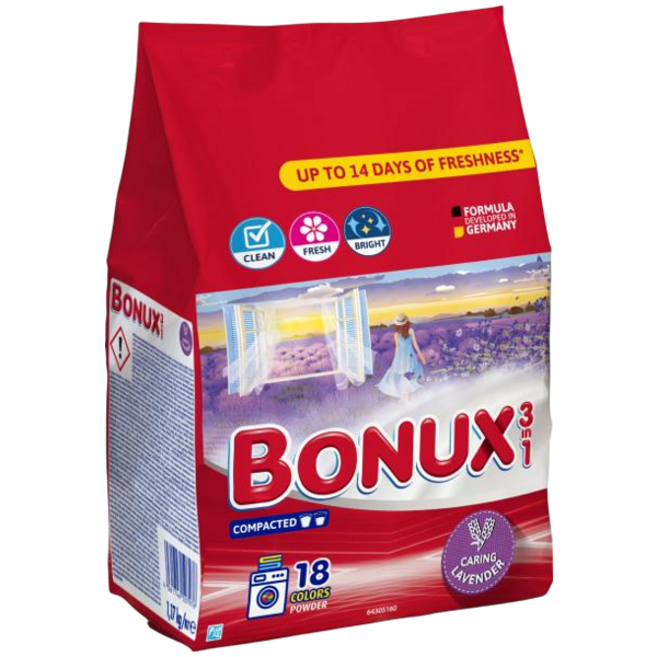 Bonux prací prášek Color Caring Lavender 1,17 kg, 18 dávek