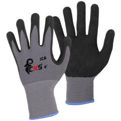 Ica pracovní rukavice, máčené v nitrilu šedo-černé, velikost 7, 1 pár