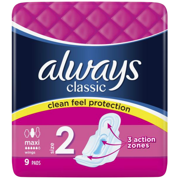 Always Classic Maxi dámské vložky, 9 ks
