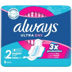 Always Ultra Day Super dámske vložky s krídelkami, 8 ks