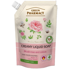 Green Pharmacy Pižmová růže a bavlna tekuté mýdlo náhradní náplň 460 ml