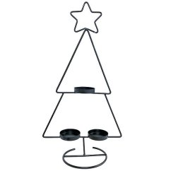 Dekorativní svícen Vánoční stromek, kovový 31cm