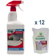 SUCITESA ECOMIX KAL-FREE FOAM, na vodní kámen, balení 12x100ml sáček + lahev