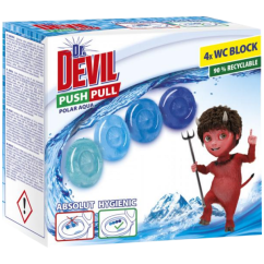 Dr. Devil WC Push Pull Gel Polar Aqua WC blok bez košíku, 4 × 20 g