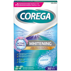 Corega Tabs Whitening čistící tablety na zubní náhrady, 30 ks