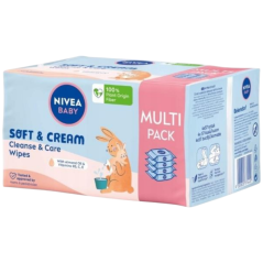 Nivea Baby Soft & Cream čistiace a ošetrujúce vlhčené obrúsky 4 x 57 ks