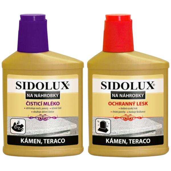 Sidolux čisticí mléko na náhrobky, 330 ml + přípravek k ošetření náhrobků, 250 ml Sidolux čisticí mléko na náhrobky, 330 ml + přípravek k ošetření náhrobků, 250 ml