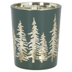 Dekoratívny svietnik sklenený, tmavozelený 5,5x5,5x6,5cm