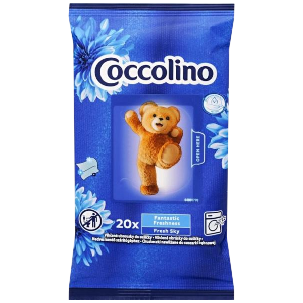 Coccolino Fresh Sky vlhčené ubrousky do sušičky 20 ks Coccolino Fresh Sky vlhčené ubrousky do sušičky 20 ks