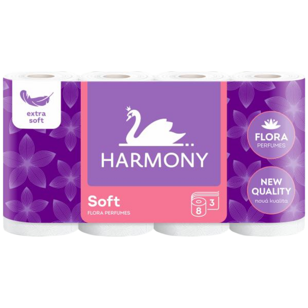 Harmony Soft Flora 3vrstvý toaletný papier, 8 rolí, 17,5 m rola