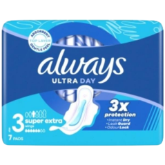 Always Ultra Super Extra Night dámske vložky s krídelkami, 7 ks