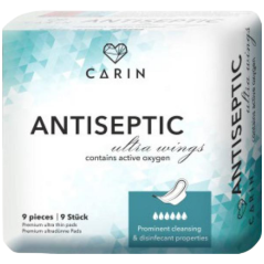 Carin Antiseptic Ultra Wings tenké vložky intimky, 9 ks
