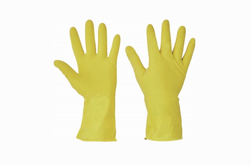 Gumové latexové rukavice žluté vel. L bal. 12ks Gumové latexové rukavice žluté vel. L bal. 12ks